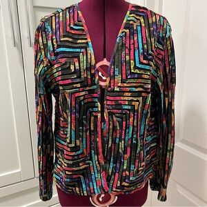 Vintage CHICO'S Decorative Artsy Multi-colored Jacket Size 2